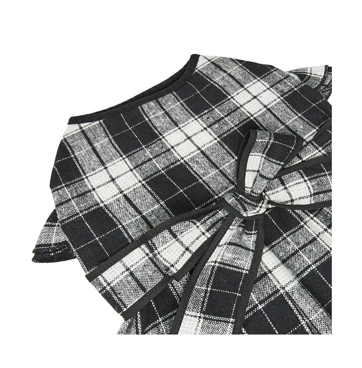 Dogs & Cats Co. Soft Flannel Plaid Dog Dress with Velvet Bowties Pink 12"