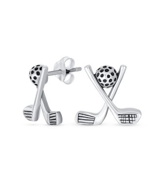 Golf Balls Clubs Dangle Earrings Lever back Oxidized Sterling Silver Golf Jewelry Golf Player Gifts Female Golfers