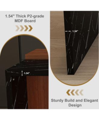 Streamdale White Marble Look Kitchen Island with LED Lighting