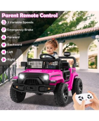 12V Battery-Powered Kids Ride-On Truck with Music, Lights, and Remote - Pink