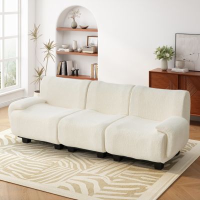 Streamdale Modern Chenille 3-Seater Sofa with Curved Armrests