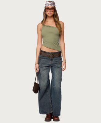 Women's Knotted One Shoulder Asymmetric Top