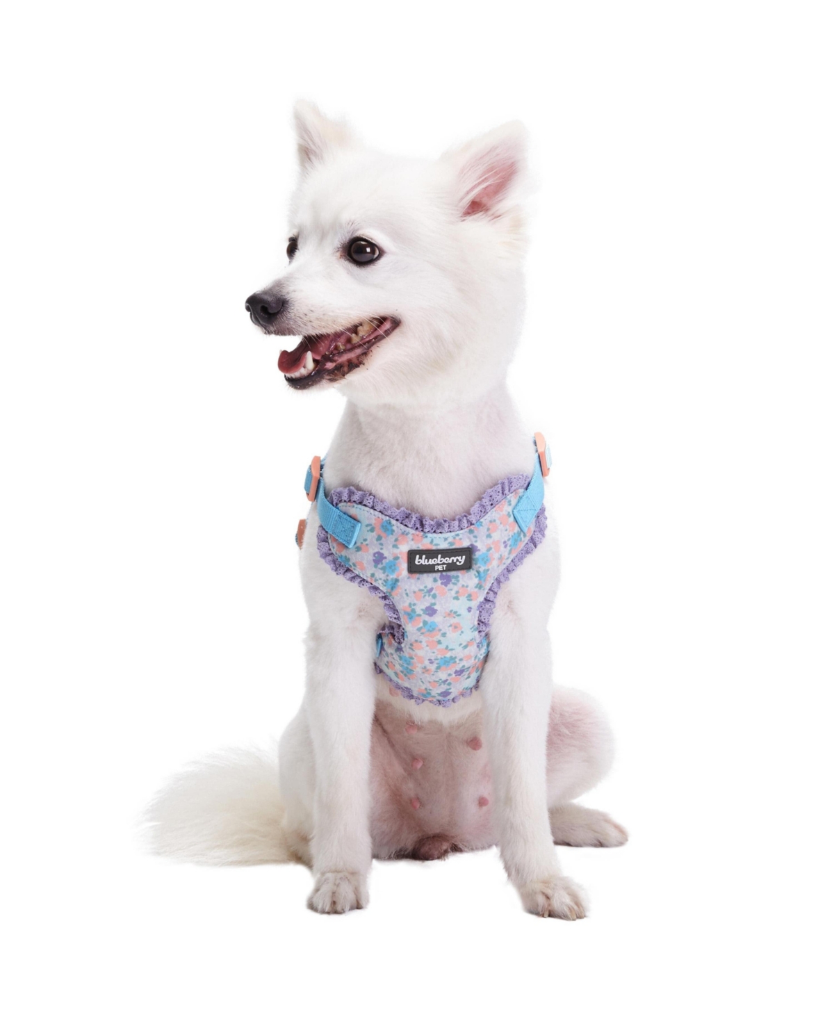Blueberry Pet Made Well Floral Print Dog Harness Vest With Lace Trim