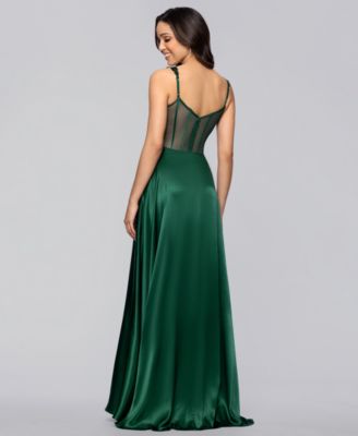 Juniors' Sequin Detail Sweetheart Neck Gown