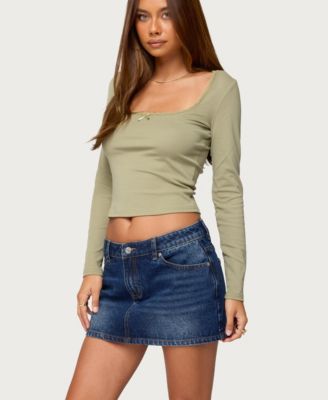 Women's Mora Lace Trim Ribbed T Shirt