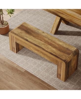 47.24-Inch Long Dining Bench, Large Engineered Wood Kitchen Table Bench with Heavy-Duty Legs, Rustic 2-Person Seating, Brown