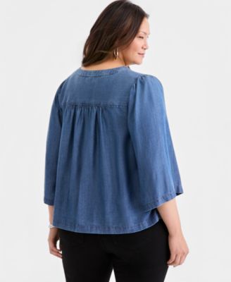 Plus Size Printed 3/4-Sleeve Top