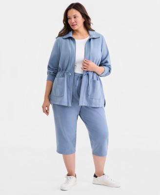 Style & Co Plus Size Lux Soft Fleece Anorak Knit Jacket