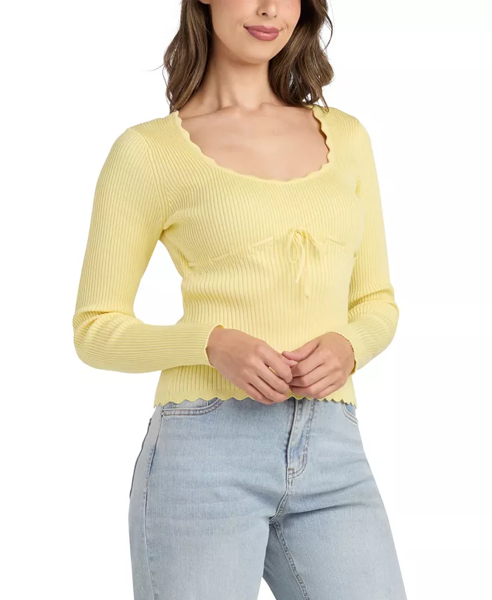 Women's Long-Sleeve Lace-Up Tie Detail Sweater - thumbnail 2