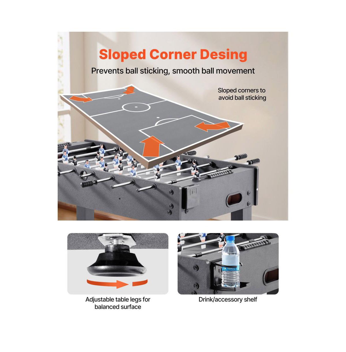 Slickblue Foosball Table for Indoor Home Game Room, Standard Size Soccer Game