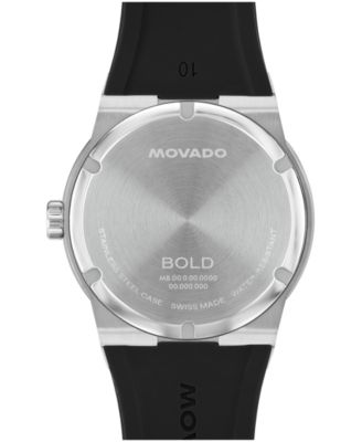 Men's Bold Fusion Swiss Quartz Black Silicone Watch, 42.30mm