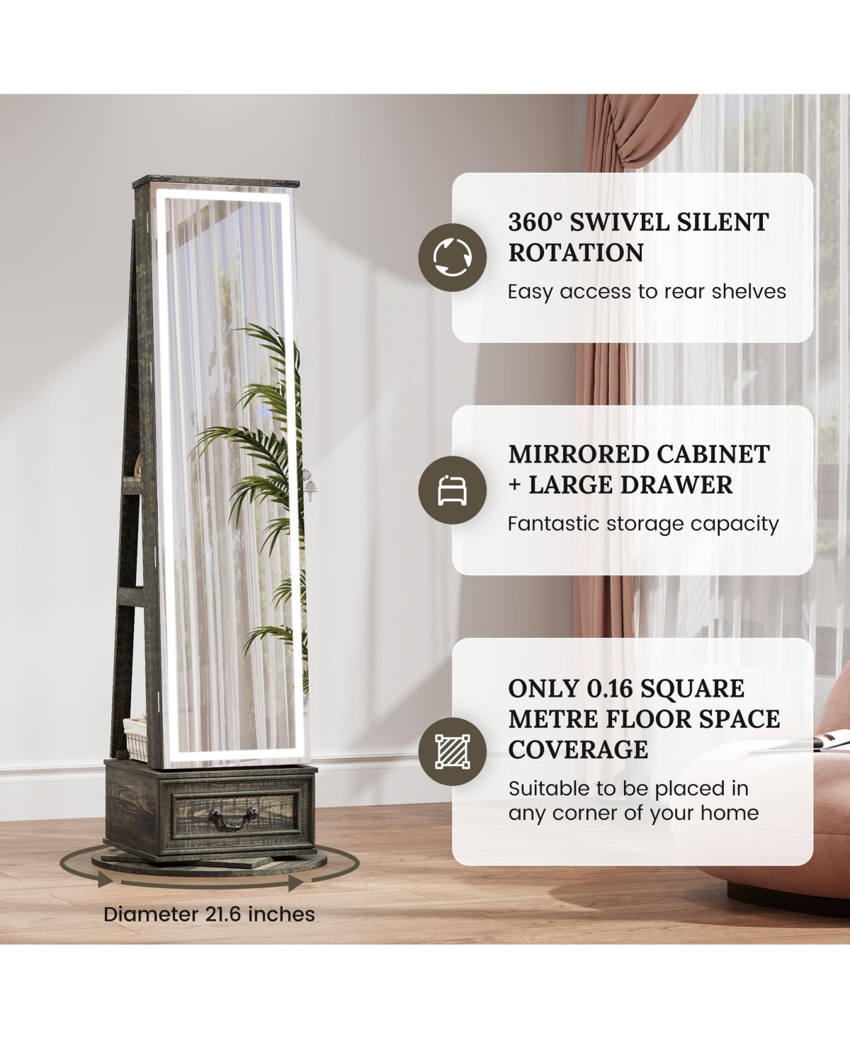 Vlsrka Floor / Wall Full Length Mirror