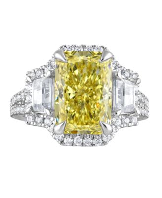 Certified Lab Grown Yellow and White Diamond Solitaire Ring (7-1/4 ct. t.w.) in 14k White Gold