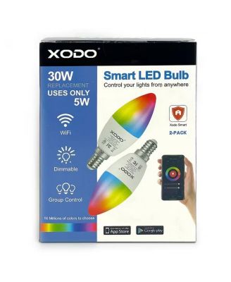 LB4 Smart Wi-Fi A19 Candelabra LED Bulbs, Dimmable, App & Voice Control (2-Pack)