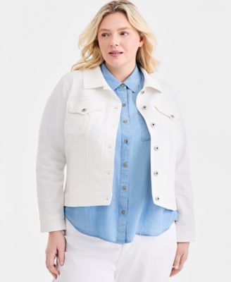 Plus Size Classic Button-Front Denim Jacket