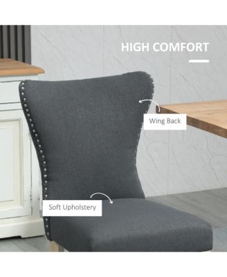 Dining Chairs Set of 2 with Wing Backrest Rubber Wood Legs Charcoal