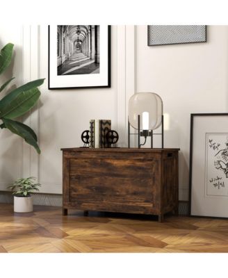 29.9" Storage Chest w/ 2 Safety Hinges, Wooden Box,