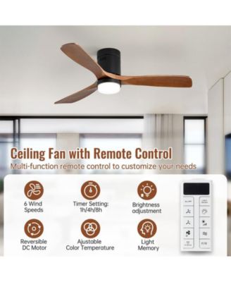 52-inch Modern Black 3-Blade Light Ceiling Fan with Remote Control and Supporting Mobile Device Connection