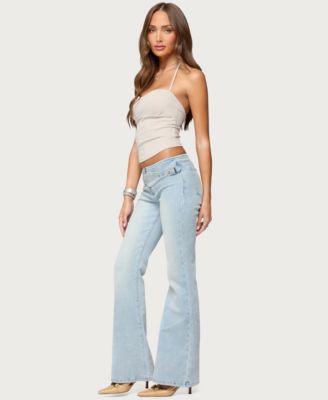 Women's Kenza Belted Low Rise Flared Jeans