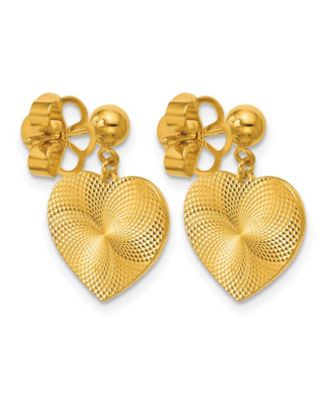 Heart Dangle Drop Earrings in 24k Yellow Gold