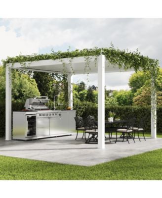 46" 4-Burner 72000 BTU Stainless Steel Outdoor Kitchen Grill Island with Fridge