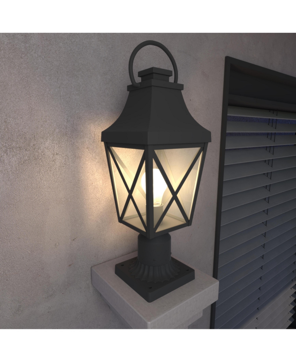 Sumyeg Textured Black Outdoor Post Light 2-Pack with Pier Mount