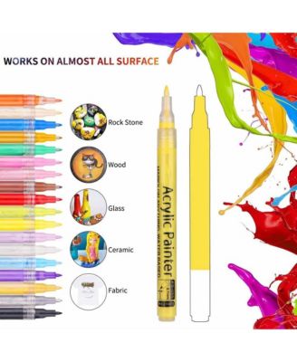 28 Colors Markers Pens Set, Nail Art Graffiti Pens, Fineliner Paint Pens for Rocks, Glass, Drawing, Fabric, Wood and DIY Crafts