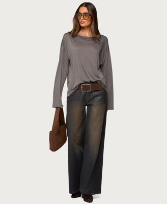 Women's Oversized Semi Sheer Long Sleeve T Shirt