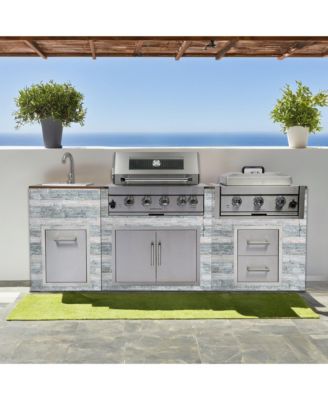 32" Built-In Gas Grill Outdoor Kitchen with Infrared Burner, Sink & Tool Set