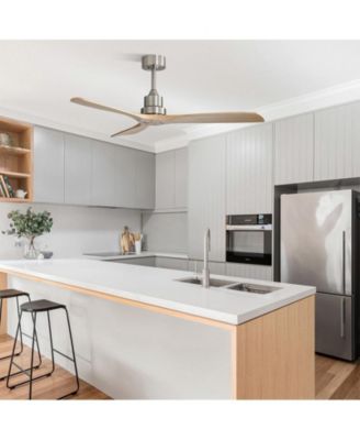 52-inch Modern Sand Nickel 3-Blade Light Ceiling Fan with Remote Control and Supporting Mobile Device Connection