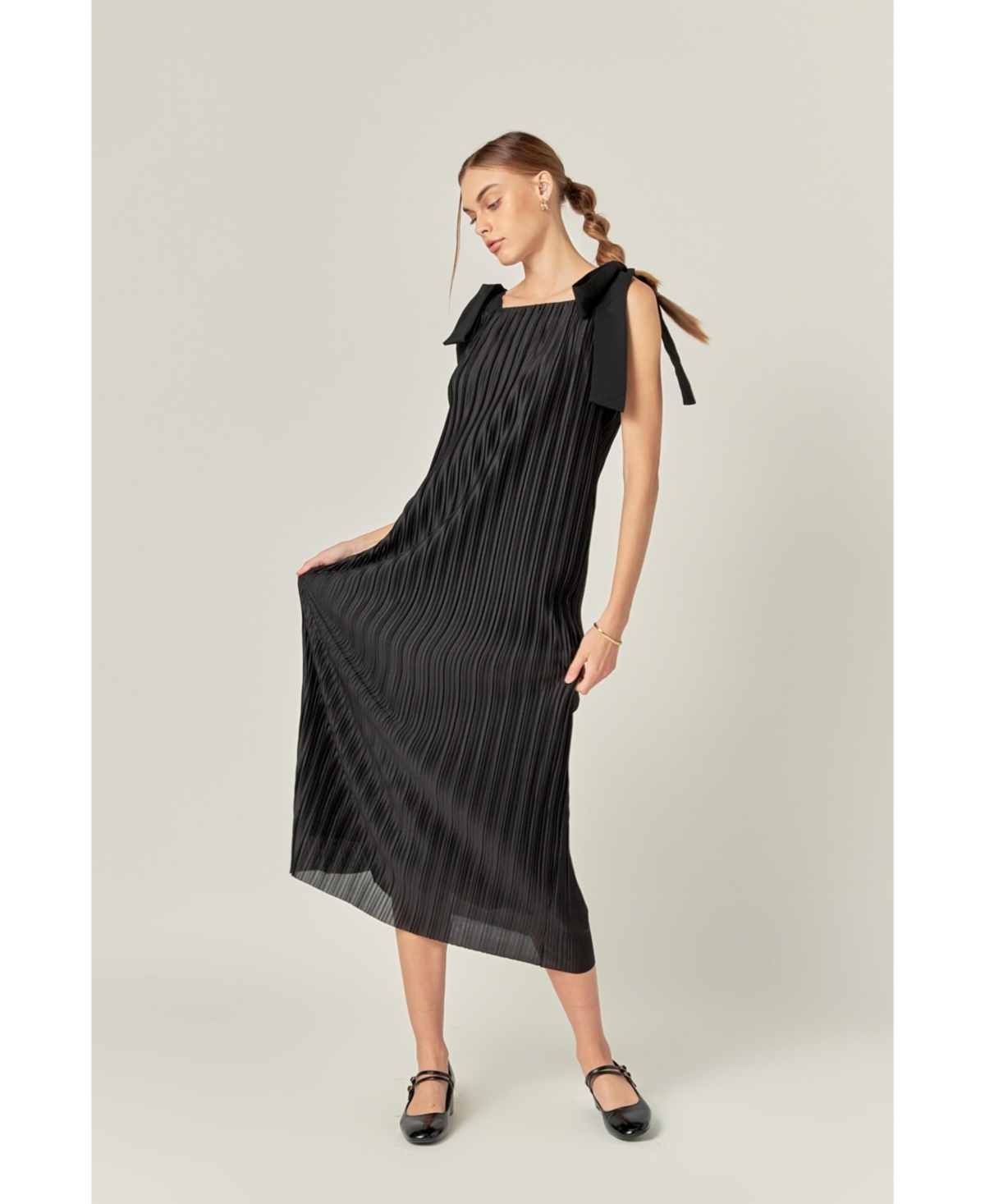 English Factory Women's Bow Detailed Pleated Maxi Dress