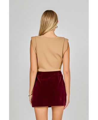 Women's Knit Pleated Shoulder Top