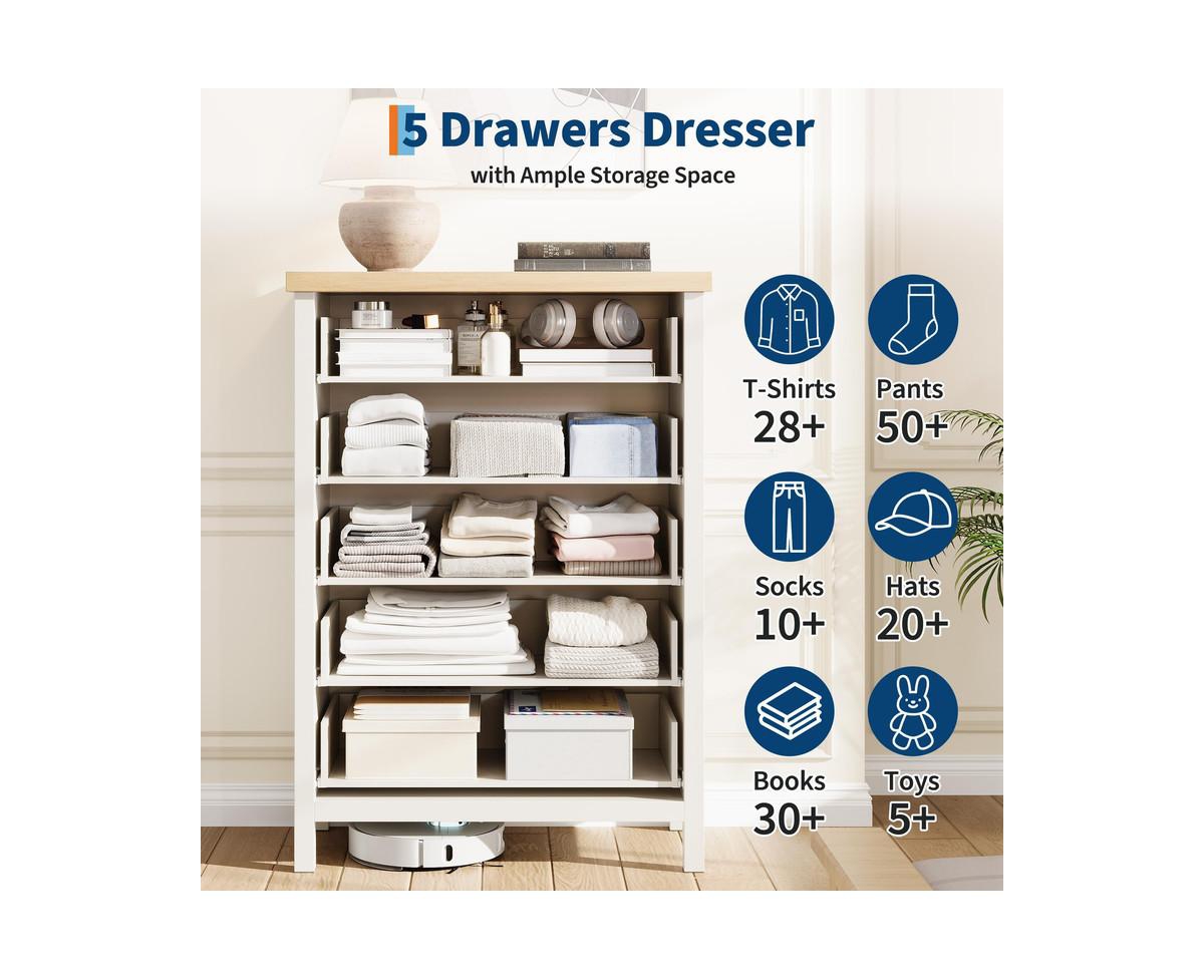 Gaomon Fluted Dresser for Bedroom with 5 Drawers