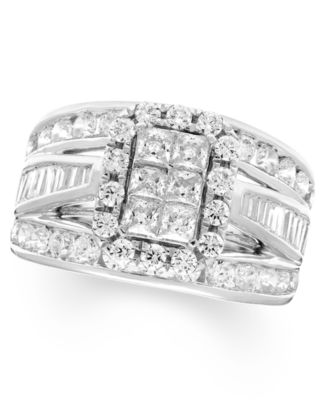 Diamond Multi Princess Halo Ring (2 ct. t.w.) in 14k White Gold