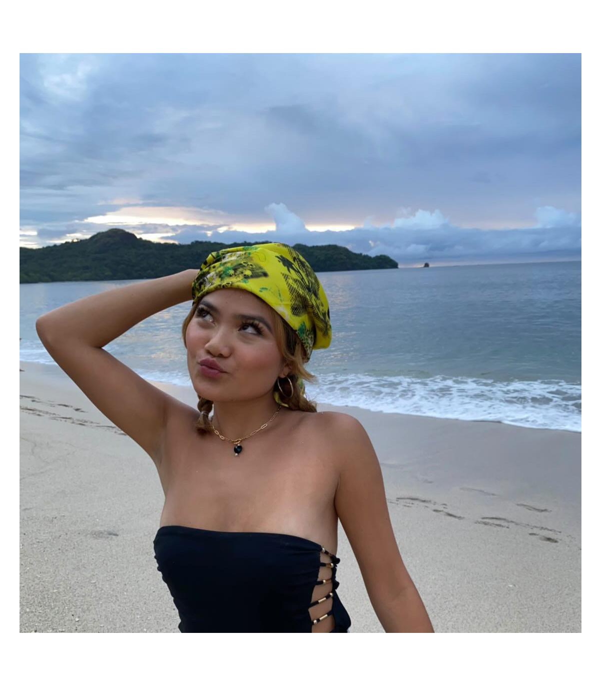 Joey Baby Gold Paperclip Chain Necklace with Black Heart and Freshwater Pearl Pendant