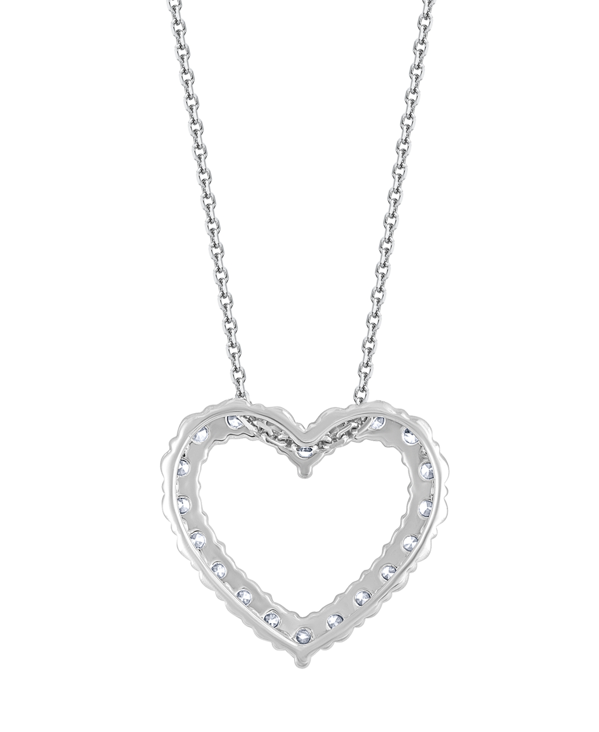 Macy's Diamond (1 ct. t.w.) Heart Pendant Necklace in 14k White Gold