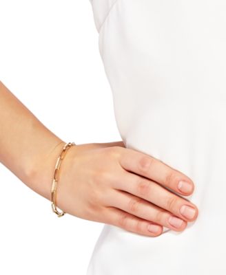 Hollow Paperclip Chain Bracelet in 14k Yellow Gold