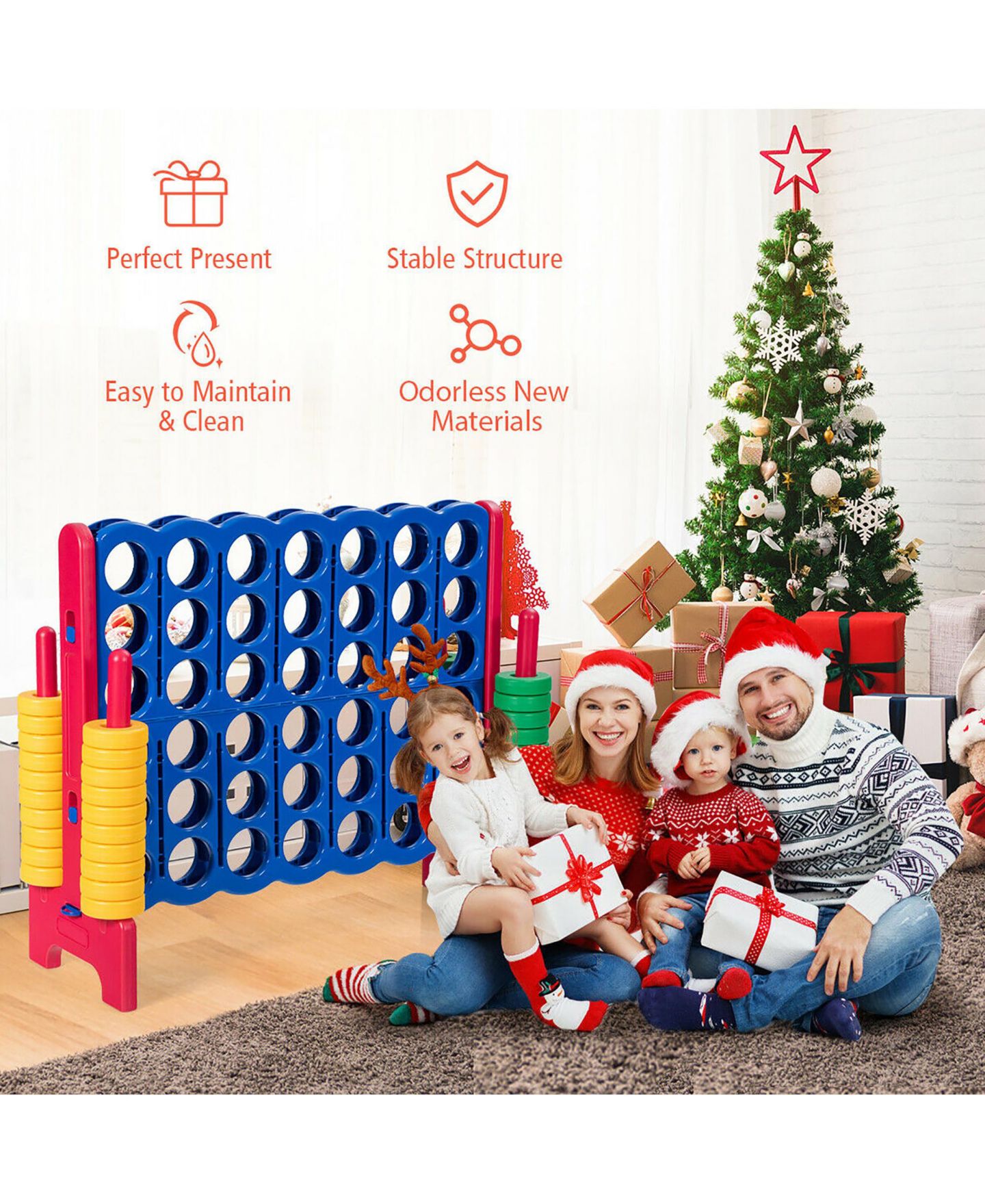 Детская настольная игра Costway 4-to-Score Giant Outdoor Board Game, Ages 3+, цвет: Синий — фото 11
