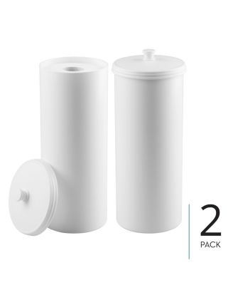 mDesign Freestanding Toilet Paper Canister, Set of 2, White, Made in USA