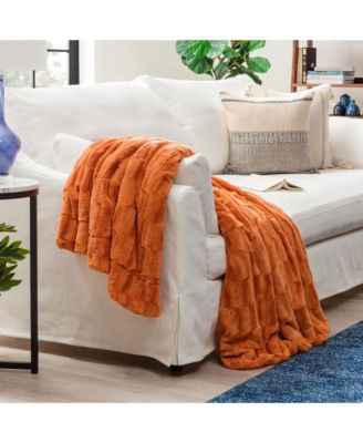 Premium Fuzzy Faux Fur Microfiber Polyester Reversible Throw Blanket, Throw