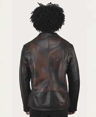 Men's Modern Caf&eacute; Racer Leather Jacket
