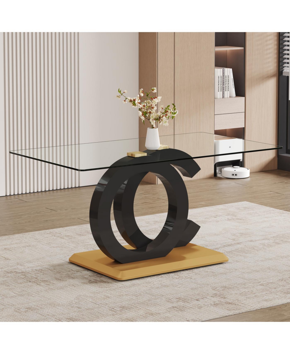 Streamdale Furniture Streamdale Modern minimalist rectangular glass dining table for 6-8 people