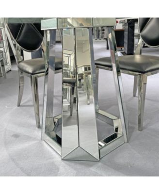 Modern minimalist round glass dining table with round base