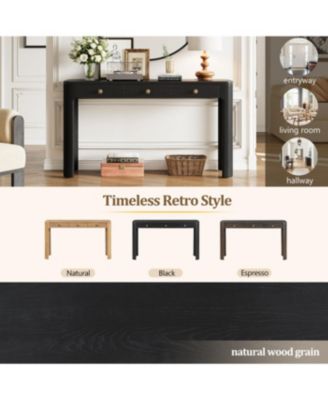 Streamdale Rustic Console Table with Curved Corners, 3 Drawers