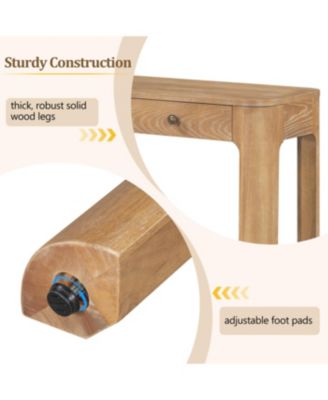 Streamdale Rustic Console Table with Curved Corners, 3 Drawers