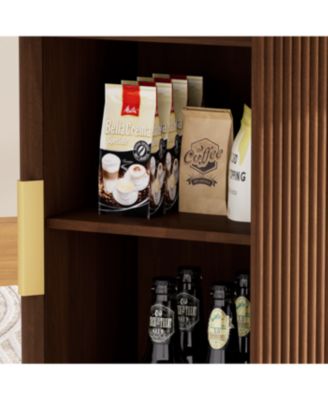 55" Round Dining Table for Six with Storage & Rotating Tray (Walnut)