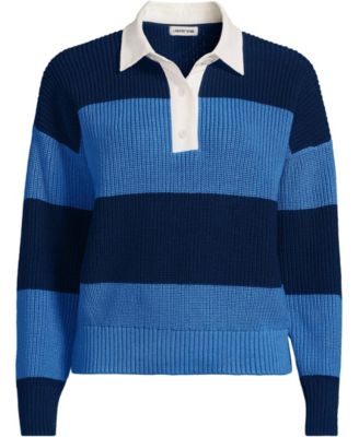 Plus Size Drifter Rugby with Woven Collar Sweater