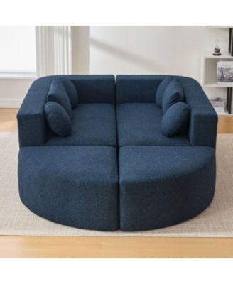 Streamdale Boneless Couch Modular Sectional Sofa 114.9" Blue