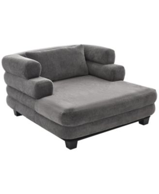 Streamdale Oversized Chaise Lounge 52.4" Modern Chenille Sofa Bed with Deep Seat, Black