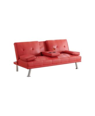 Red Multifunctional Double Folding Sofa Bed with Coffee Table